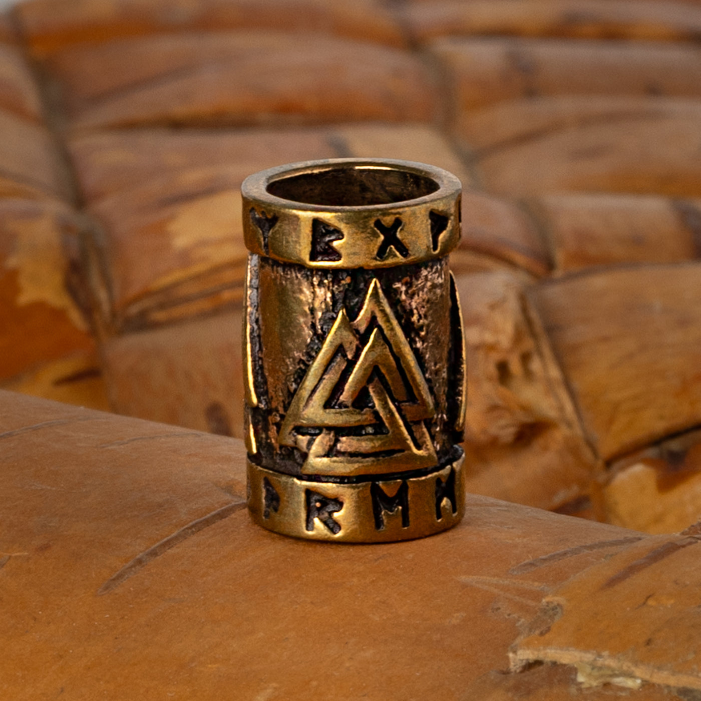 Valknut Beard Ring, Bronze