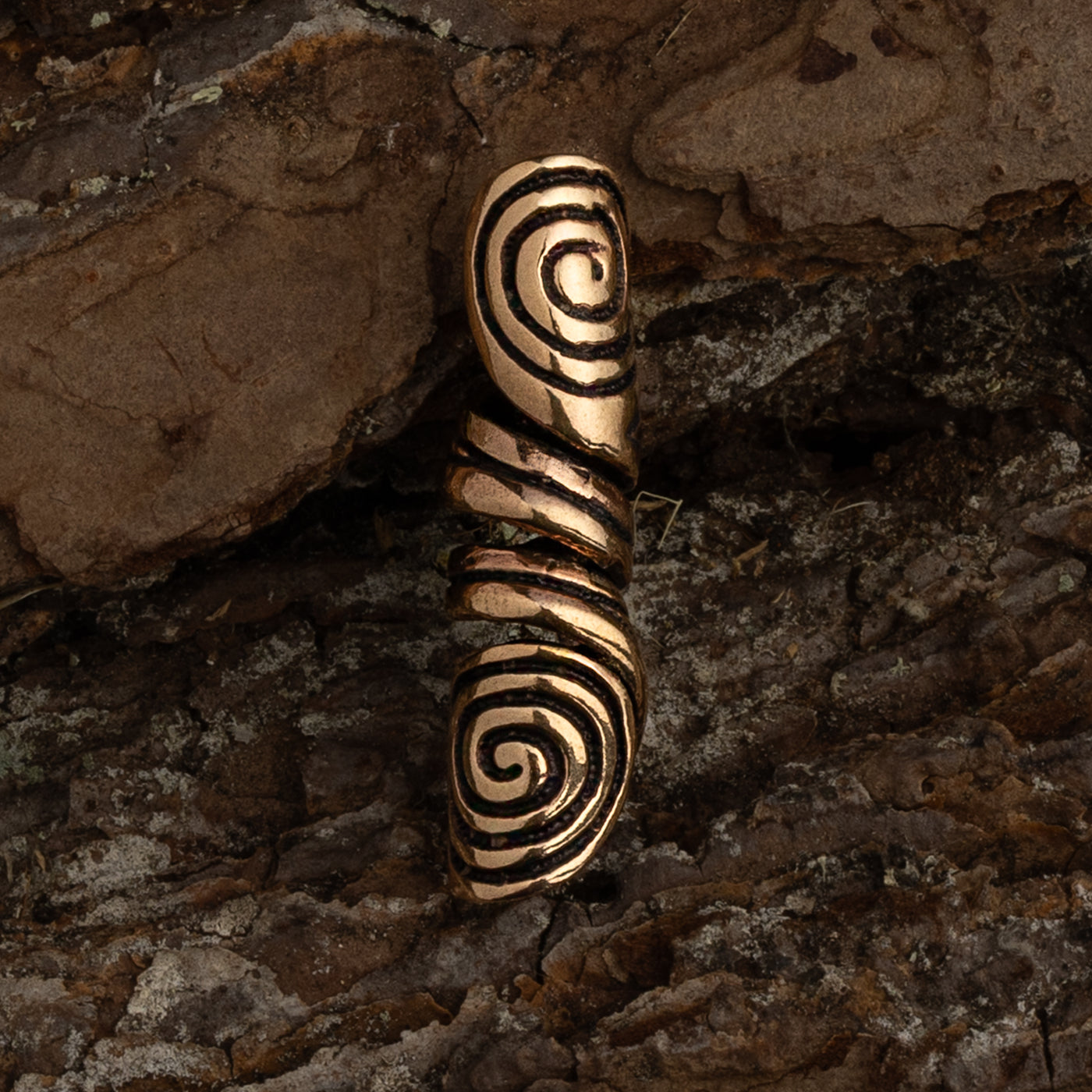 Sun Spiral Beard Ring, Bronze