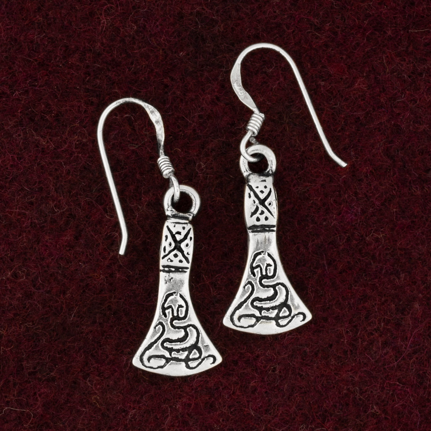 Axe Earrings, Silver