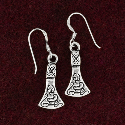 Axe Earrings, Silver