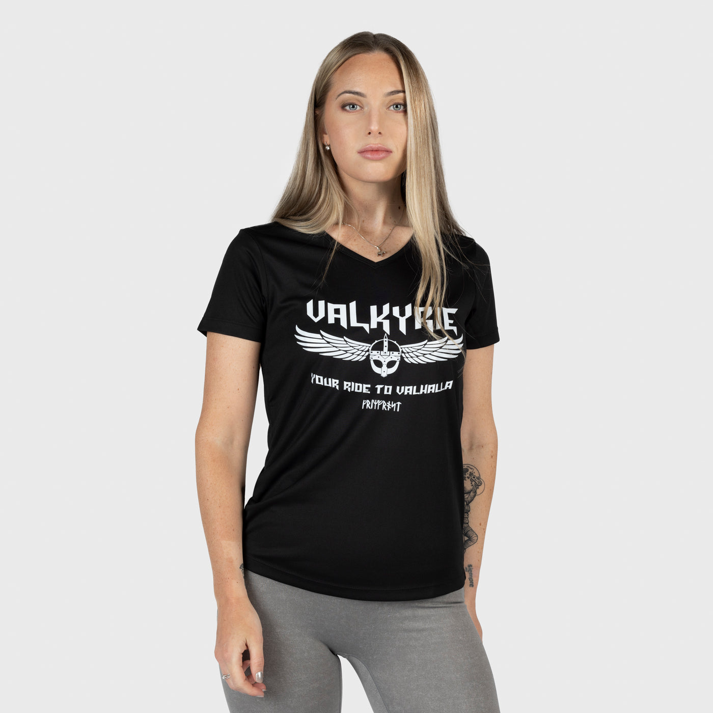 Sport V-Neck T-Shirt, Valkyrie, Schwarz