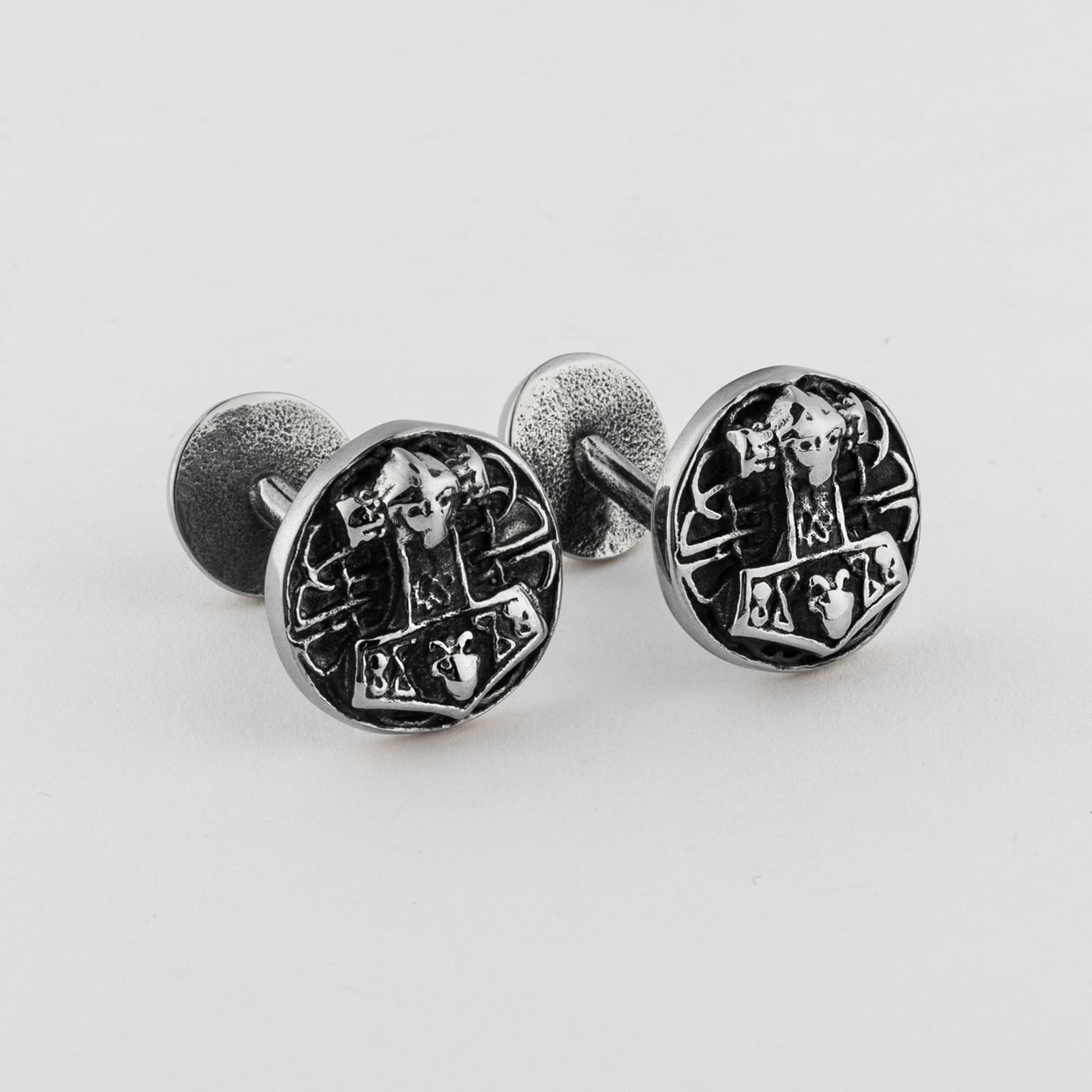 Mjolnir Disc Cufflinks, Stainless Steel