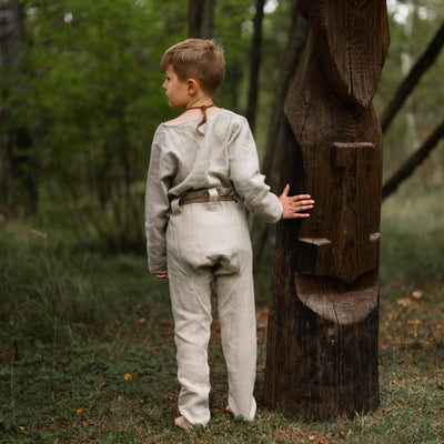 Kids Linen Trousers, Natural