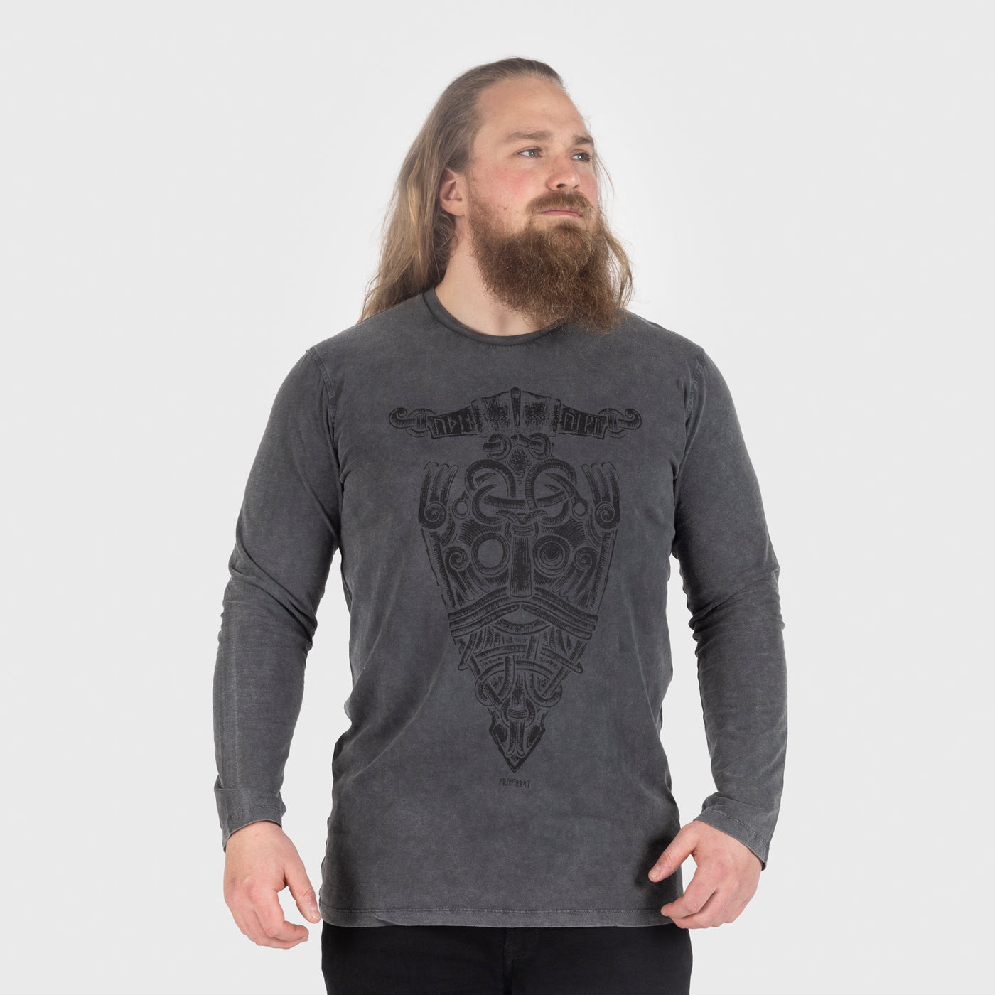 Longsleeve, Odin Mask, Washed Grey