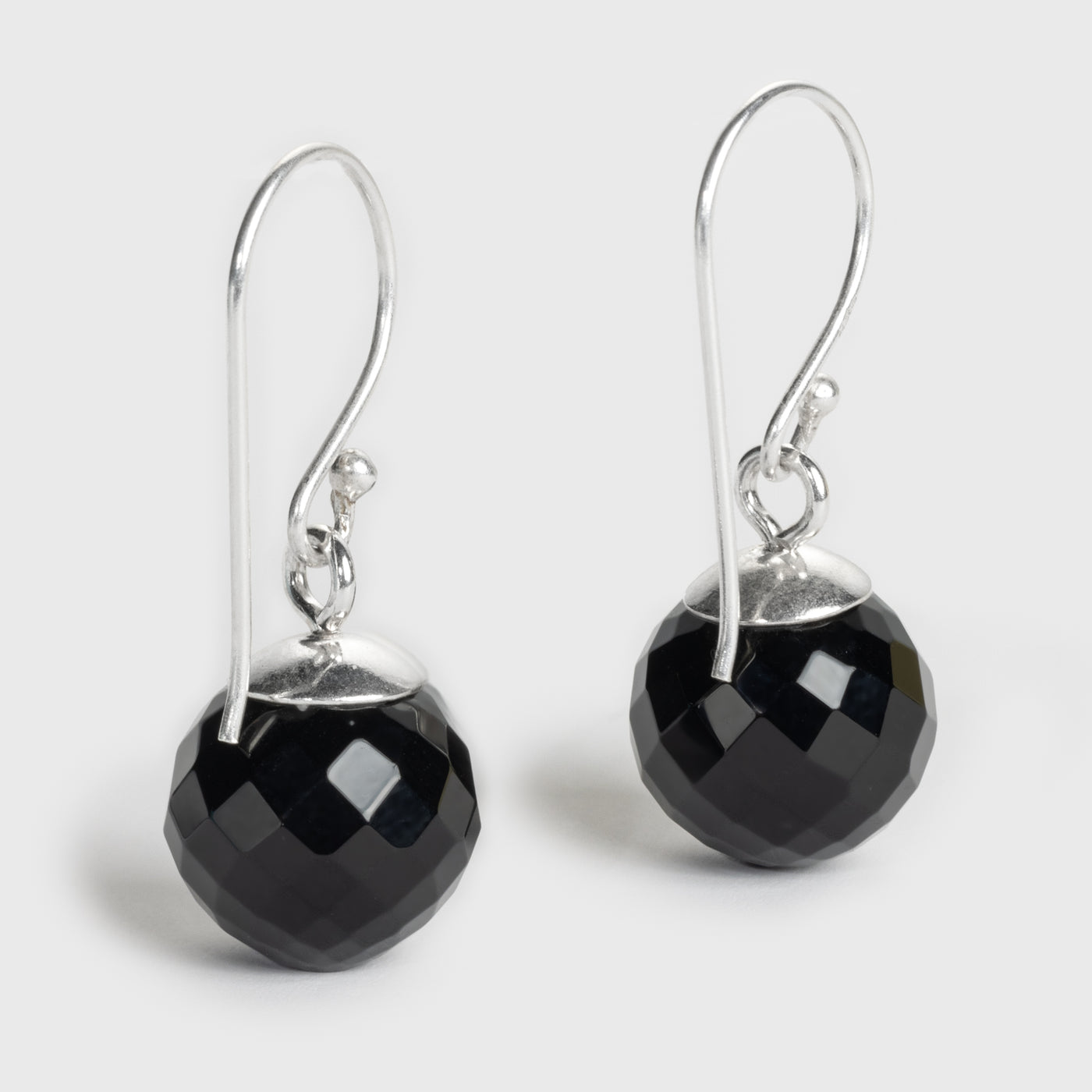 Black Onyx Silver Drop Earrings