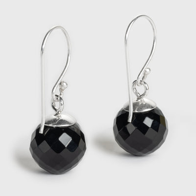 Black Onyx Silver Drop Earrings