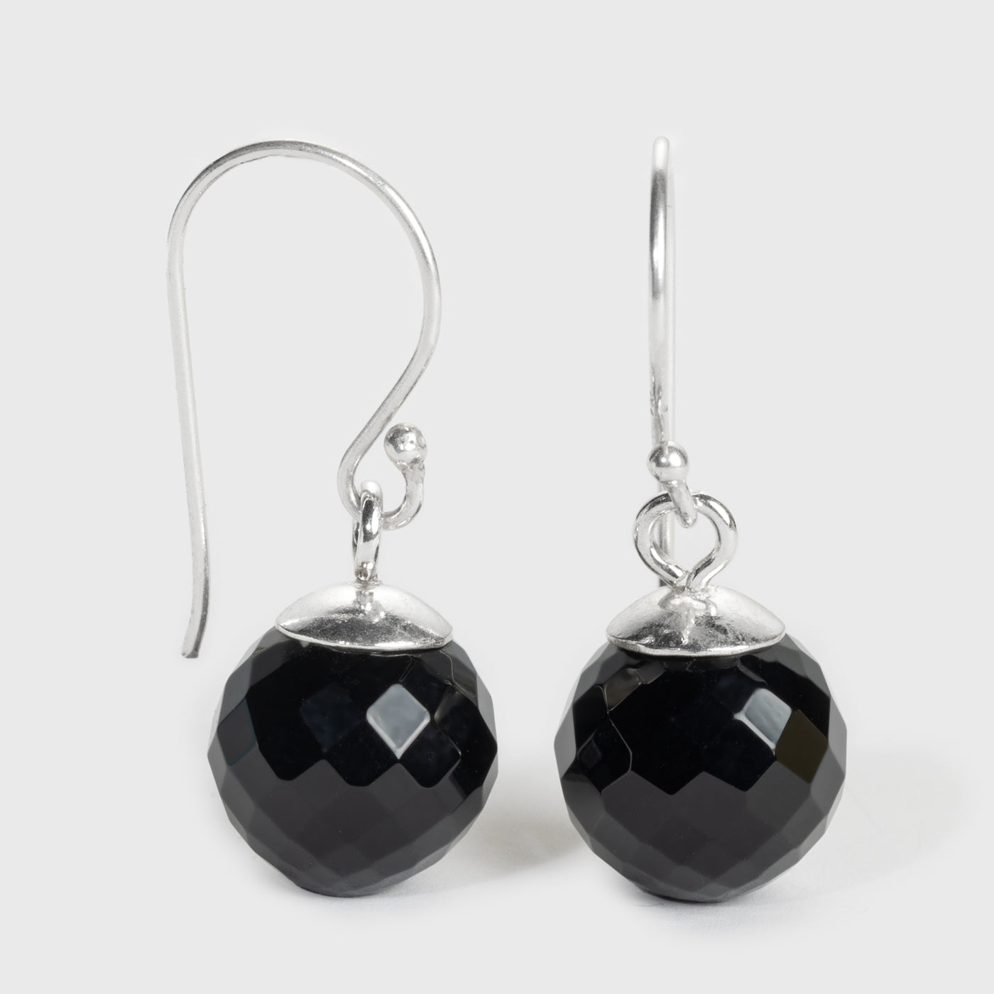 Black Onyx Silver Drop Earrings
