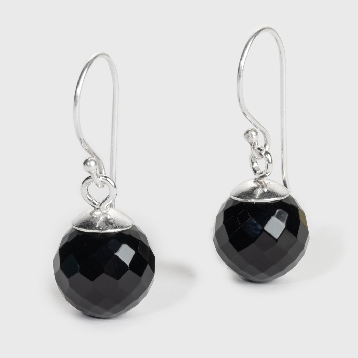 Black Onyx Silver Drop Earrings
