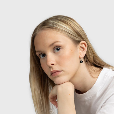 Black Onyx Silver Drop Earrings