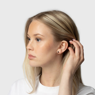 Round-Cut Black Onyx Silver Stud Earrings