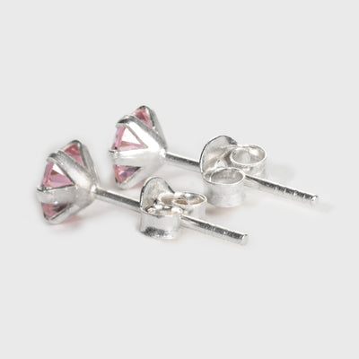 Pink Zircon Silver Stud Earrings