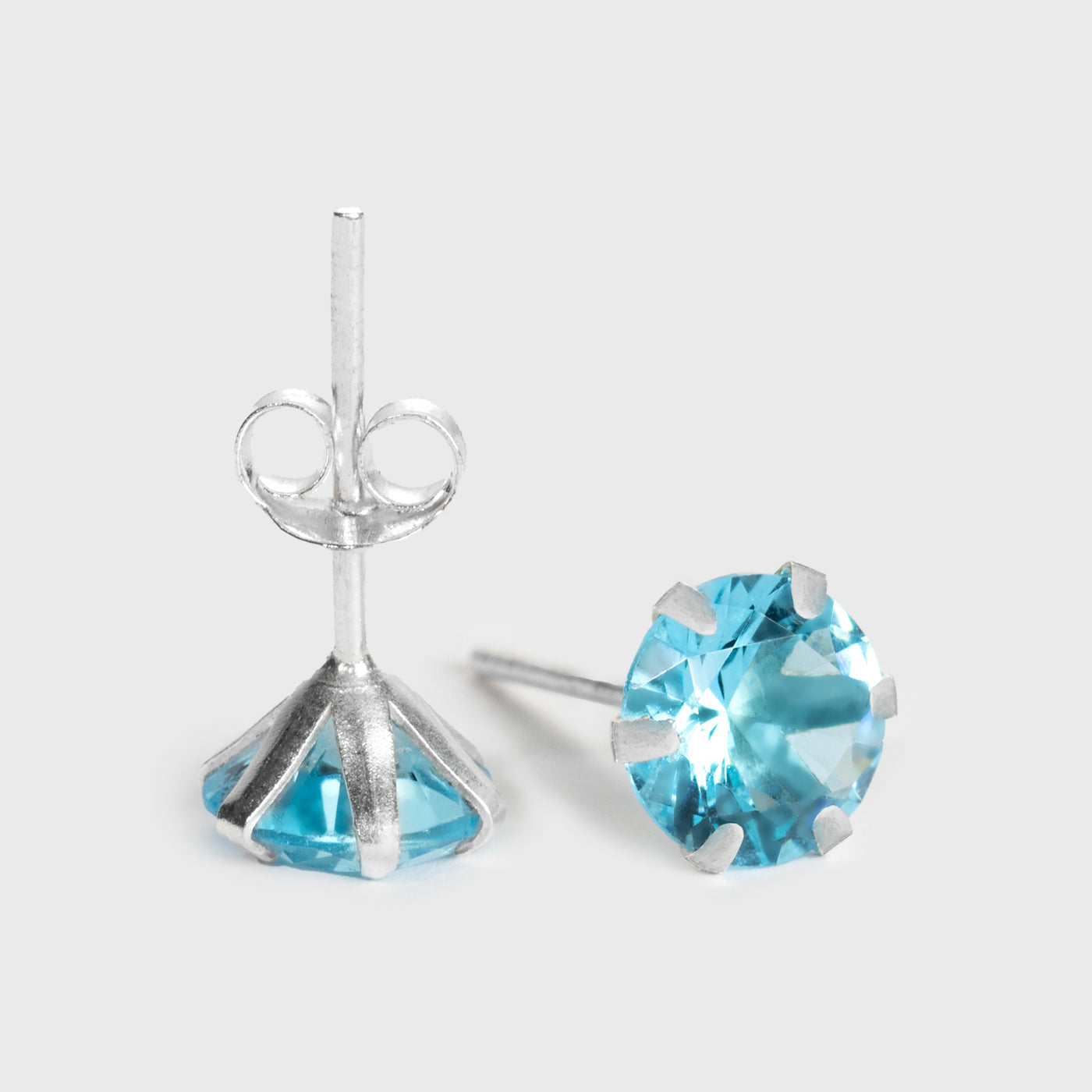 Blue Zircon Silver Stud Earrings