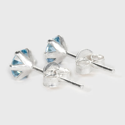Blue Zircon Silver Stud Earrings