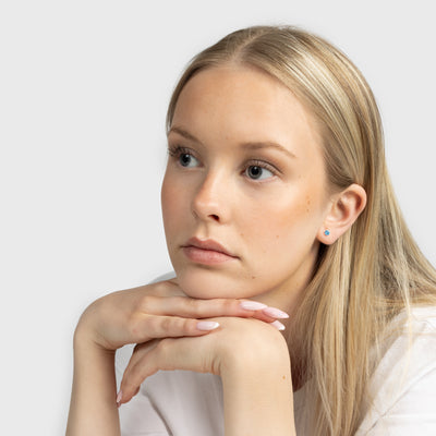 Blue Zircon Silver Stud Earrings