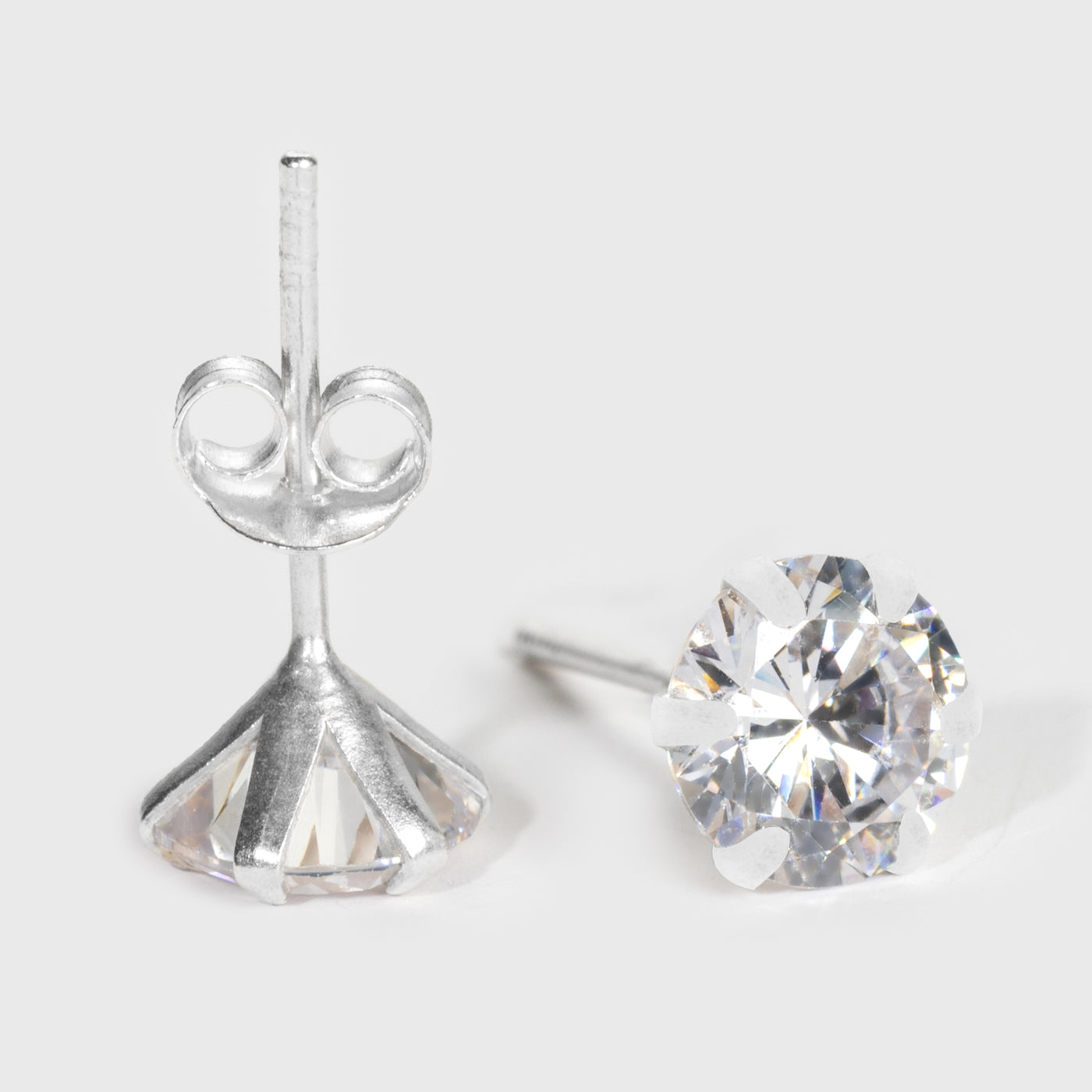 Clear Zircon Silver Stud Earrings