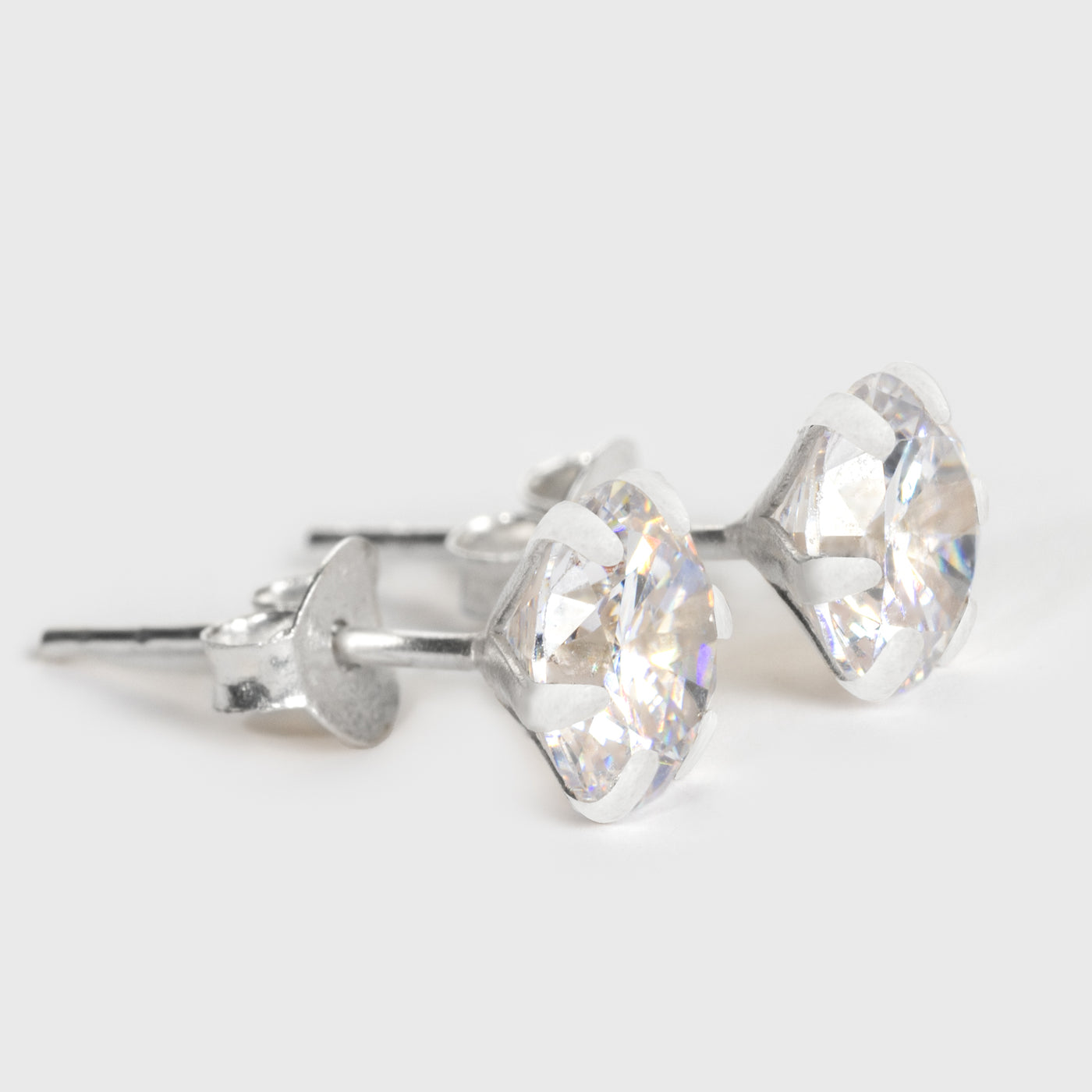 Clear Zircon Silver Stud Earrings