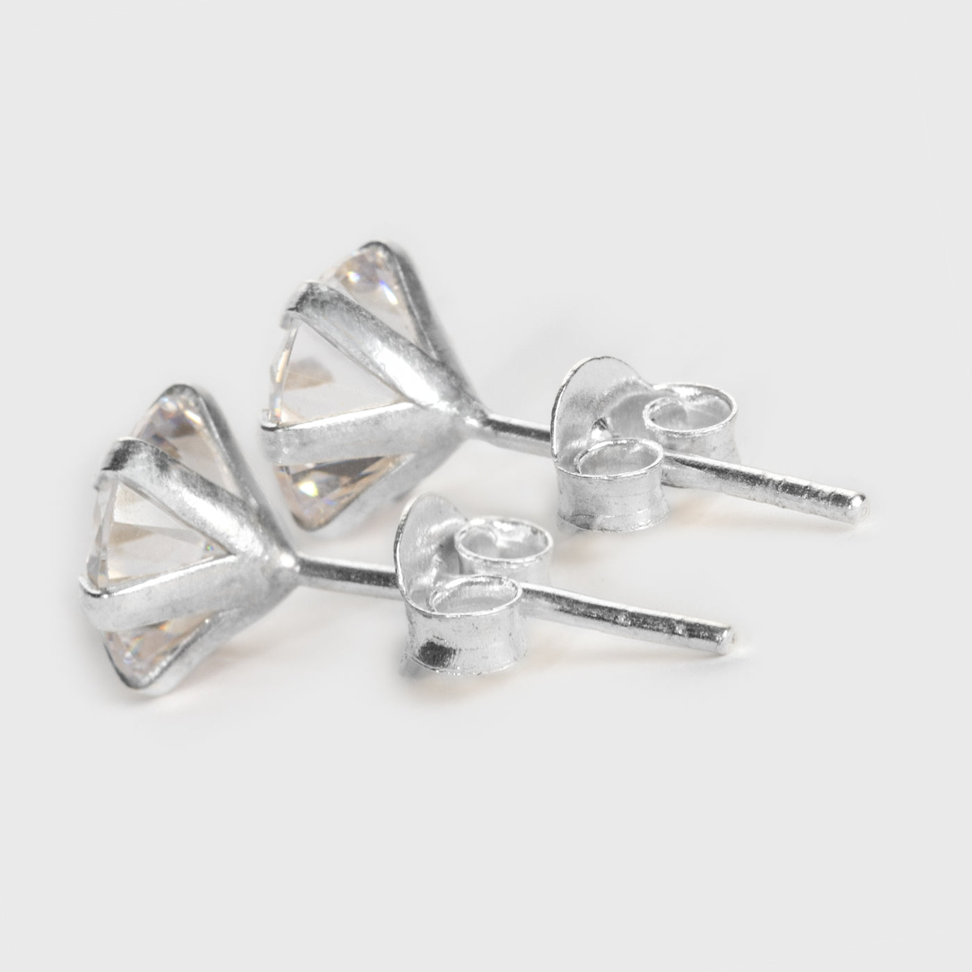 Clear Zircon Silver Stud Earrings