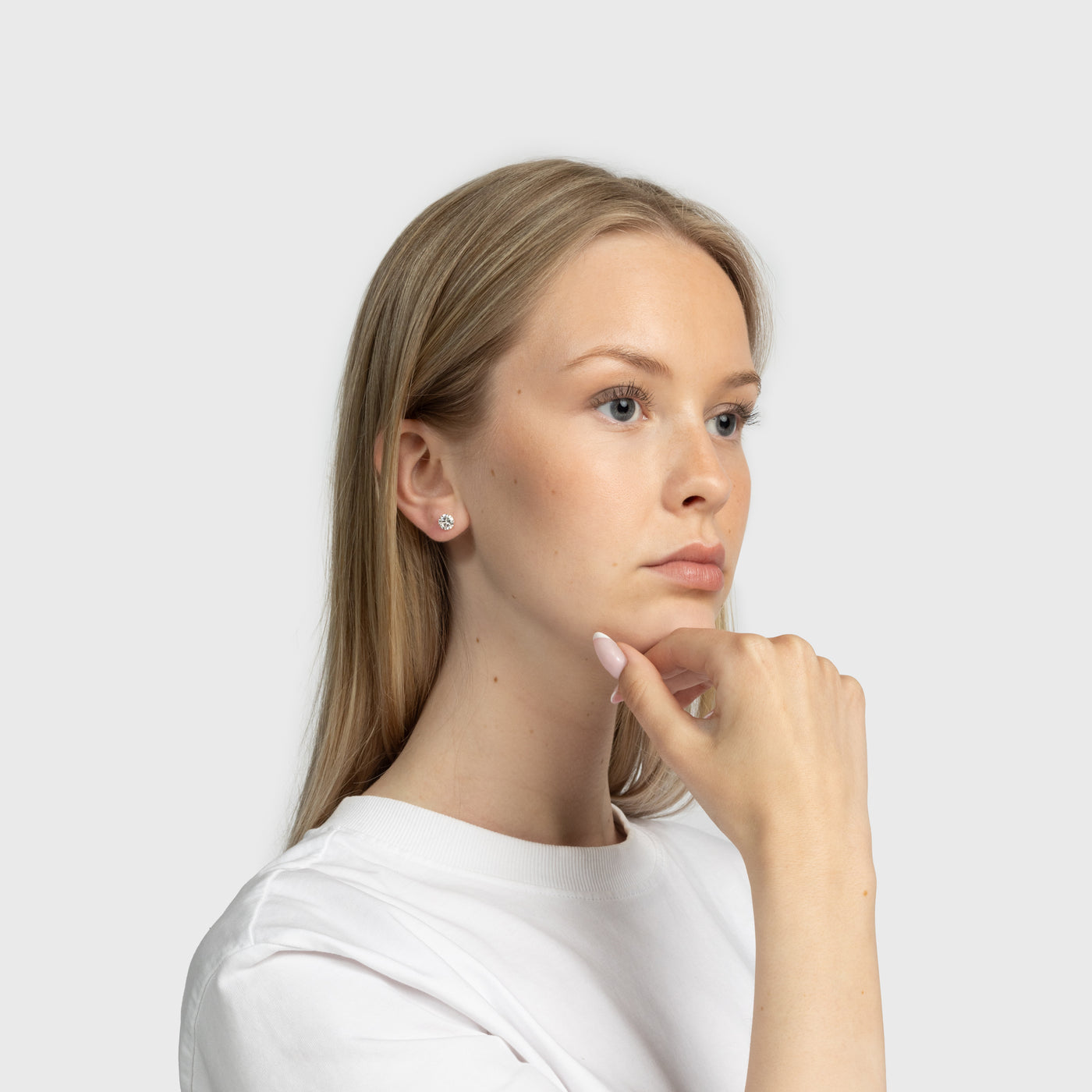 Clear Zircon Silver Stud Earrings