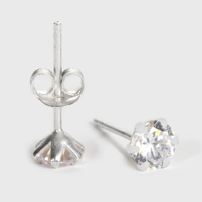 Clear Zircon Silver Stud Earrings