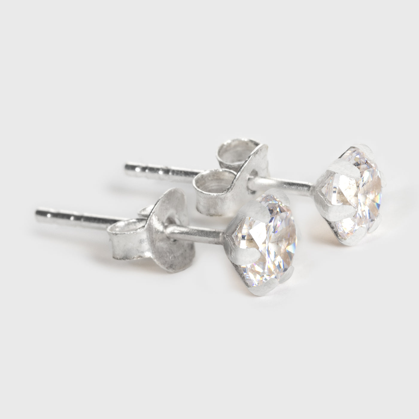 Clear Zircon Silver Stud Earrings