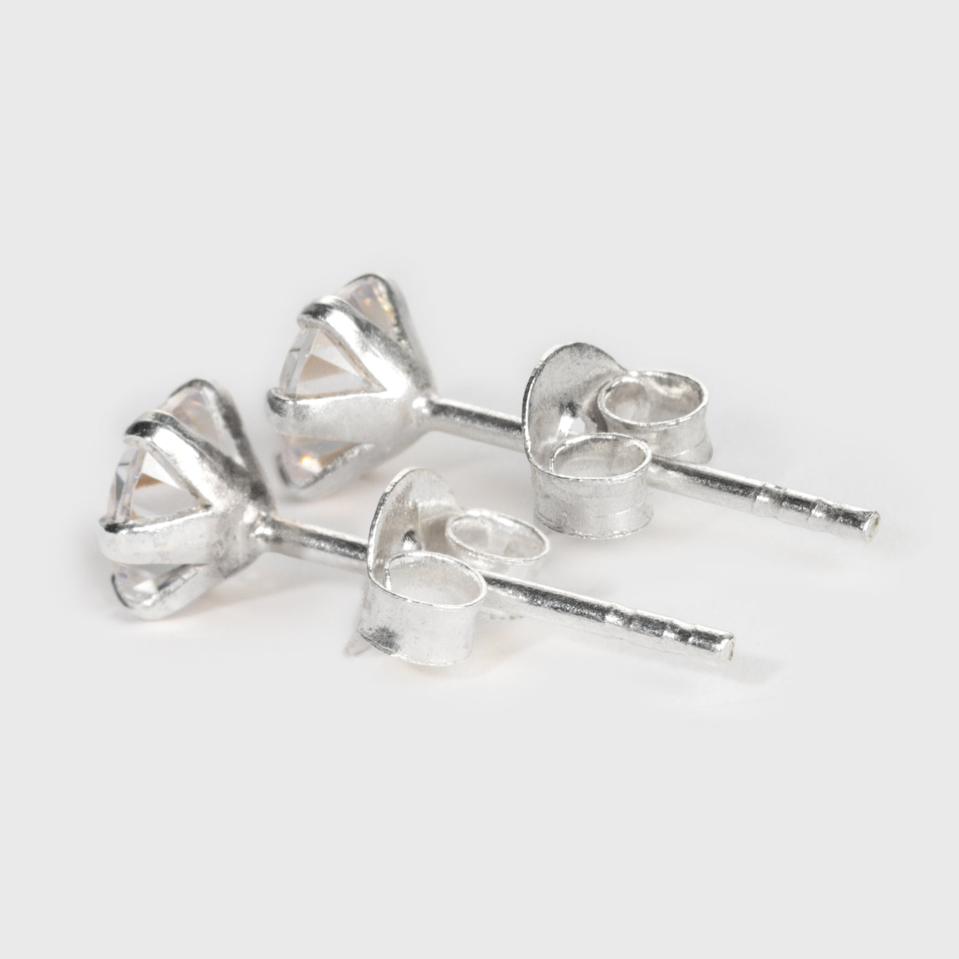 Clear Zircon Silver Stud Earrings