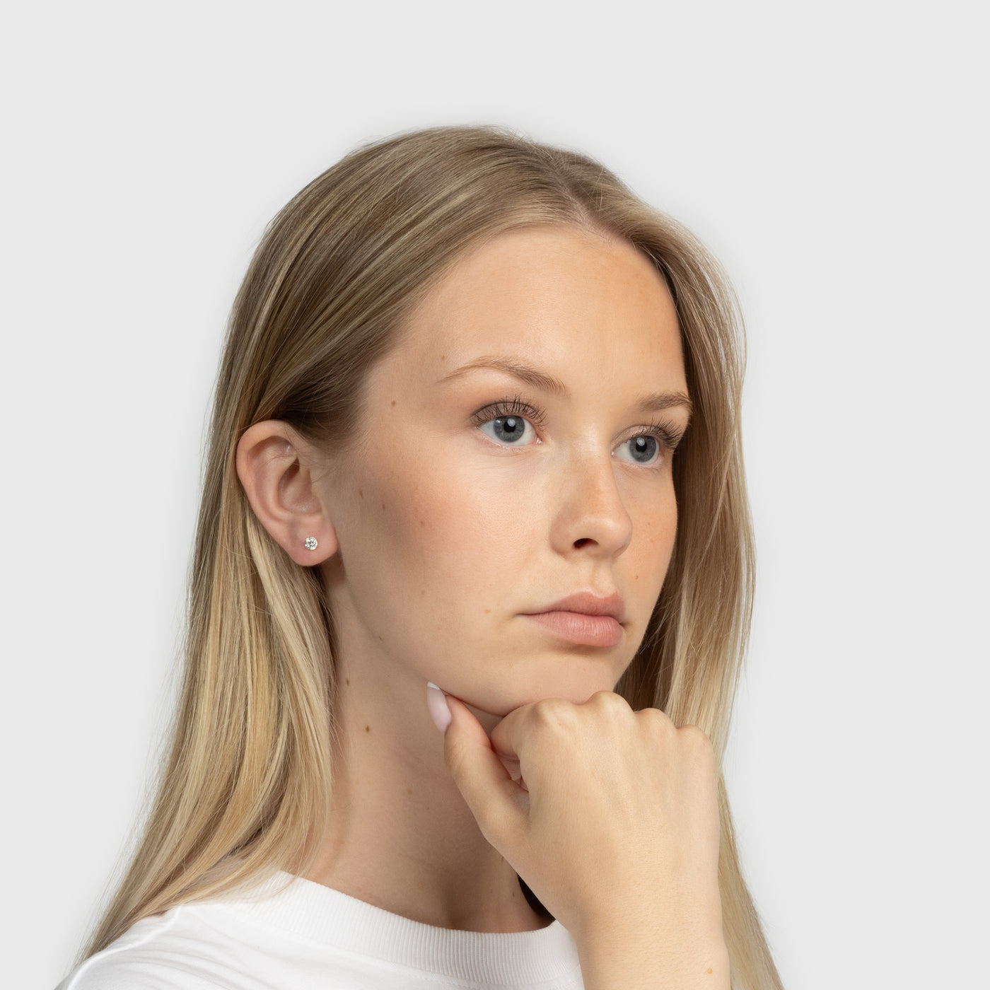 Clear Zircon Silver Stud Earrings