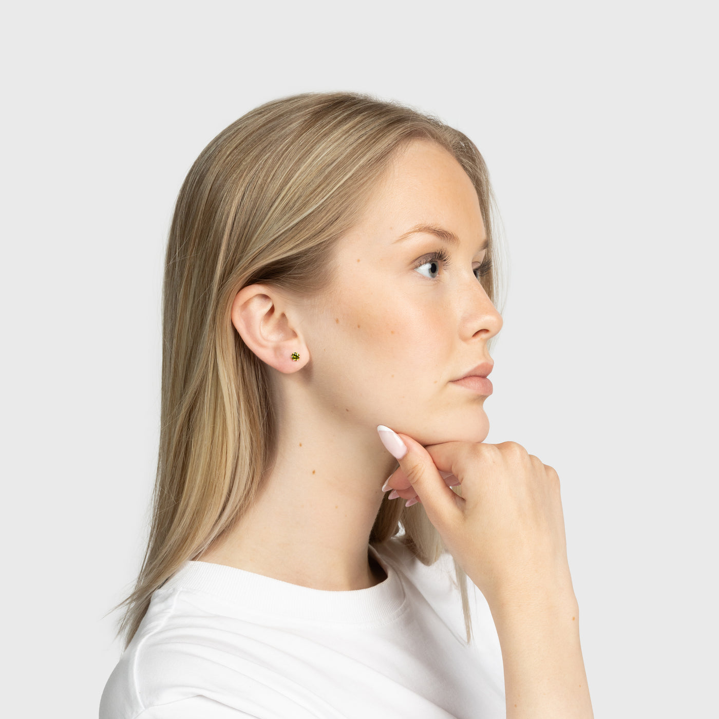 Green Zircon Silver Stud Earrings