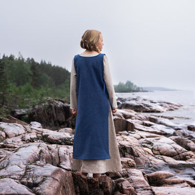 Kids Apron Dress, Natural / Blue Apron