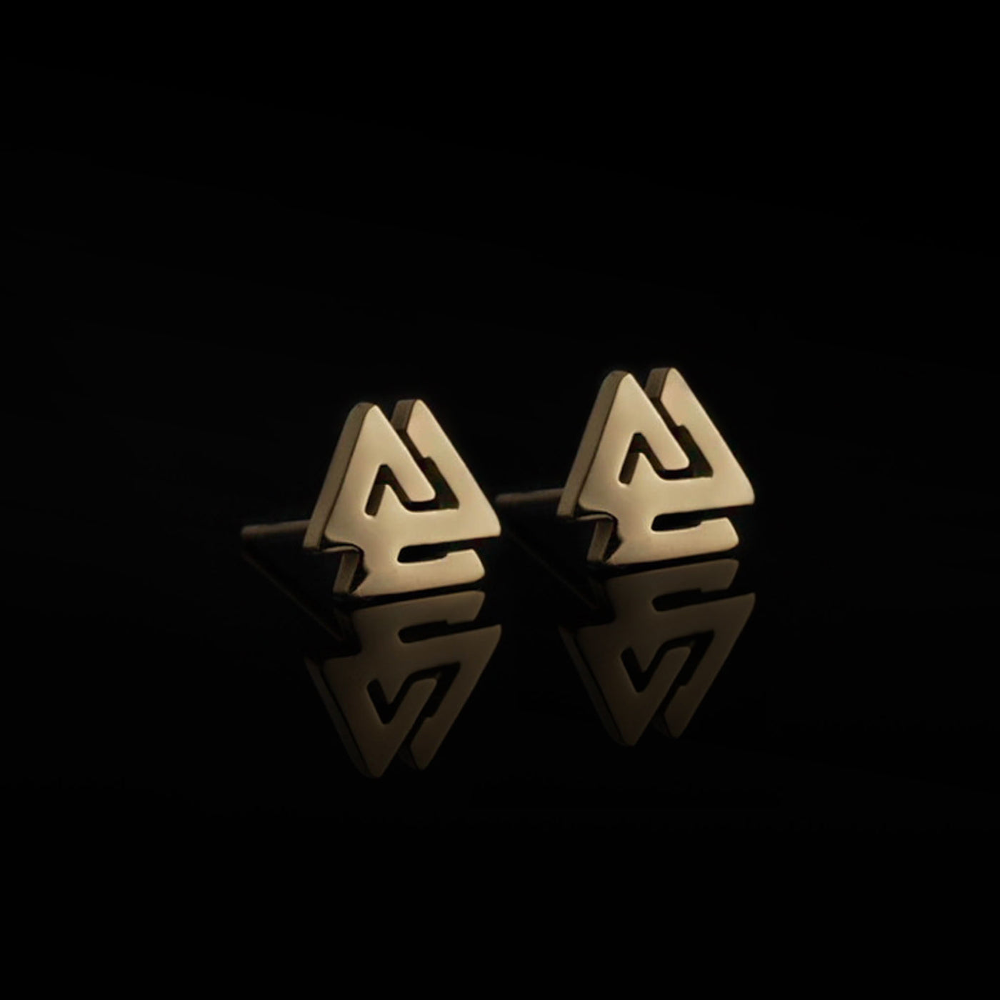 Stud Earring, Valknut Gold Plated