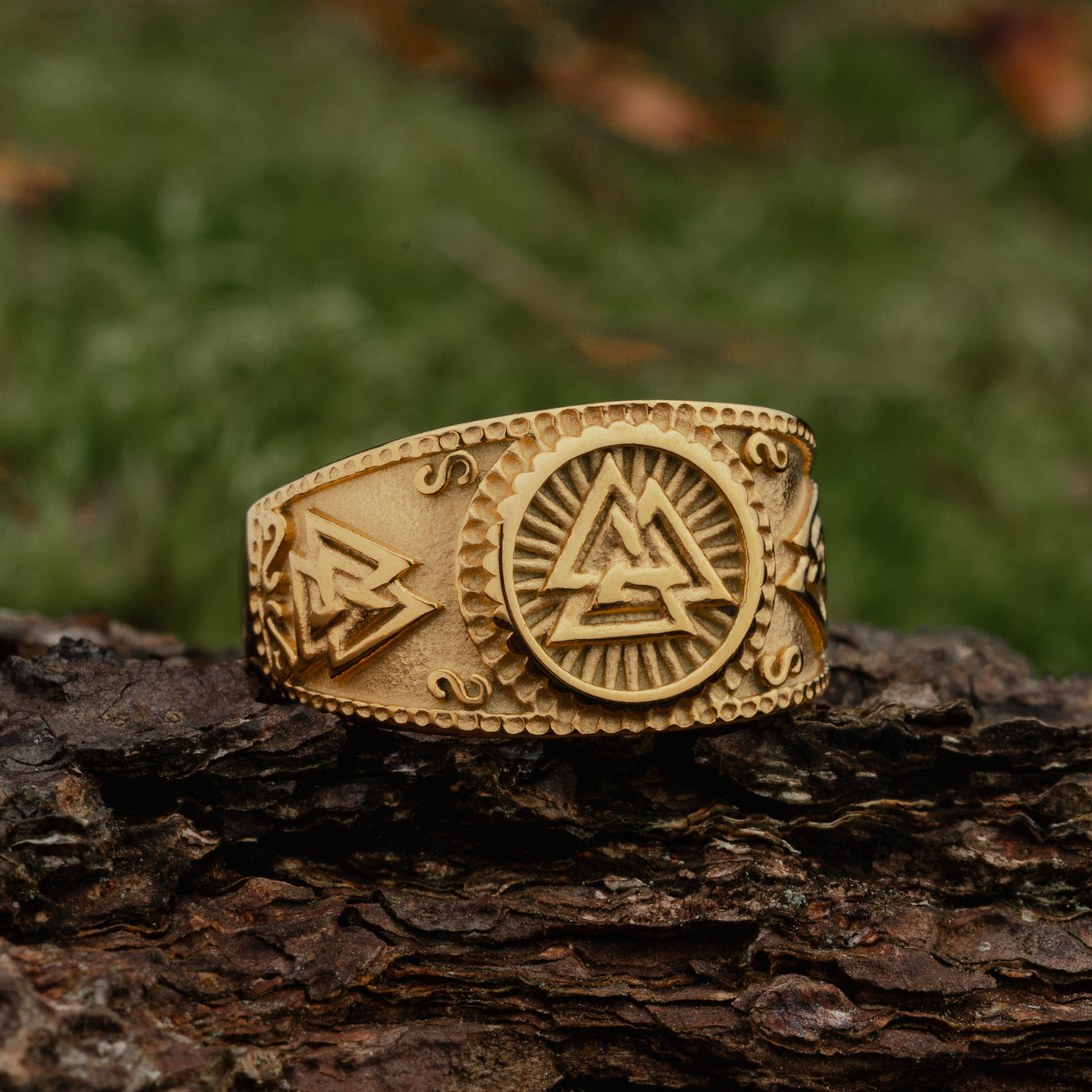 Valknut Ring, Gold Plated