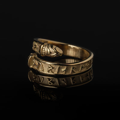 Thor Lindworm Ring, Gold Plated