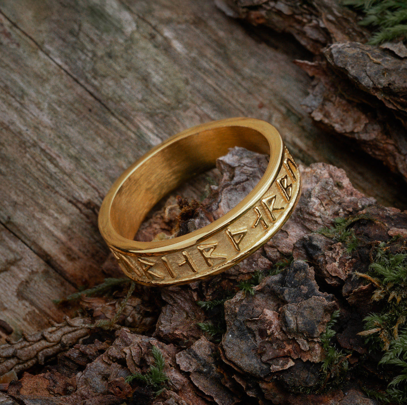 Thor Rune Band Ring, Gold Plated