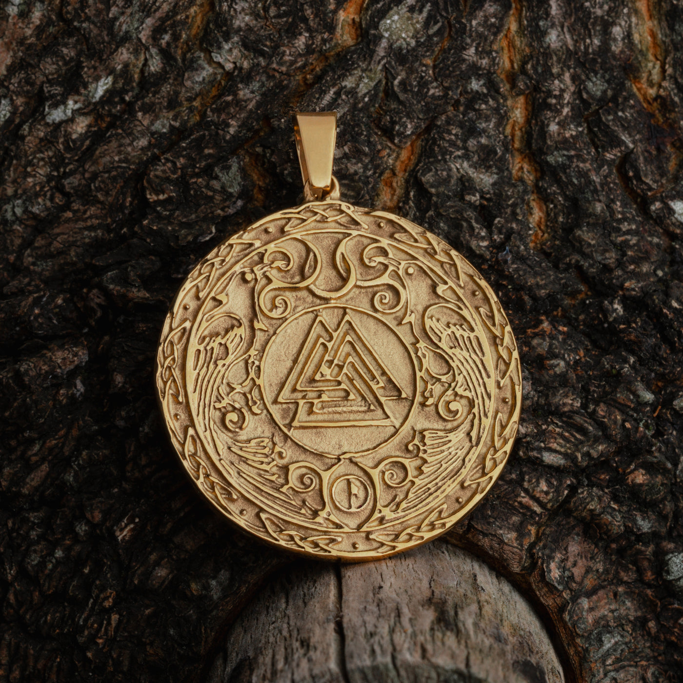 Valknut Pendant, Gold Plated