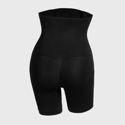 High-Waisted Mid Thigh Short, Schwarz