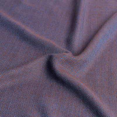 Herringbone Wool, Handwoven, Plant Dye Indigo and Brown