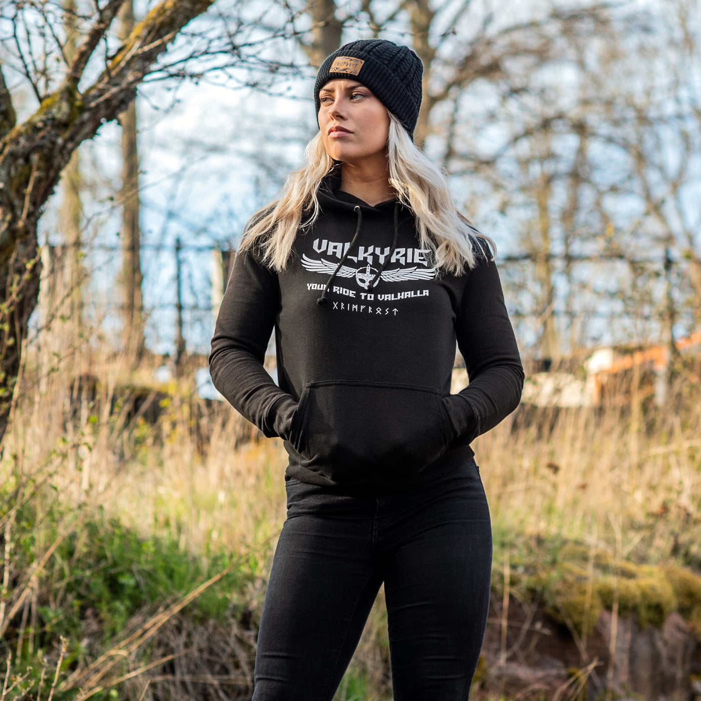 Women's Premium Hoodie, Valkyrie, Black