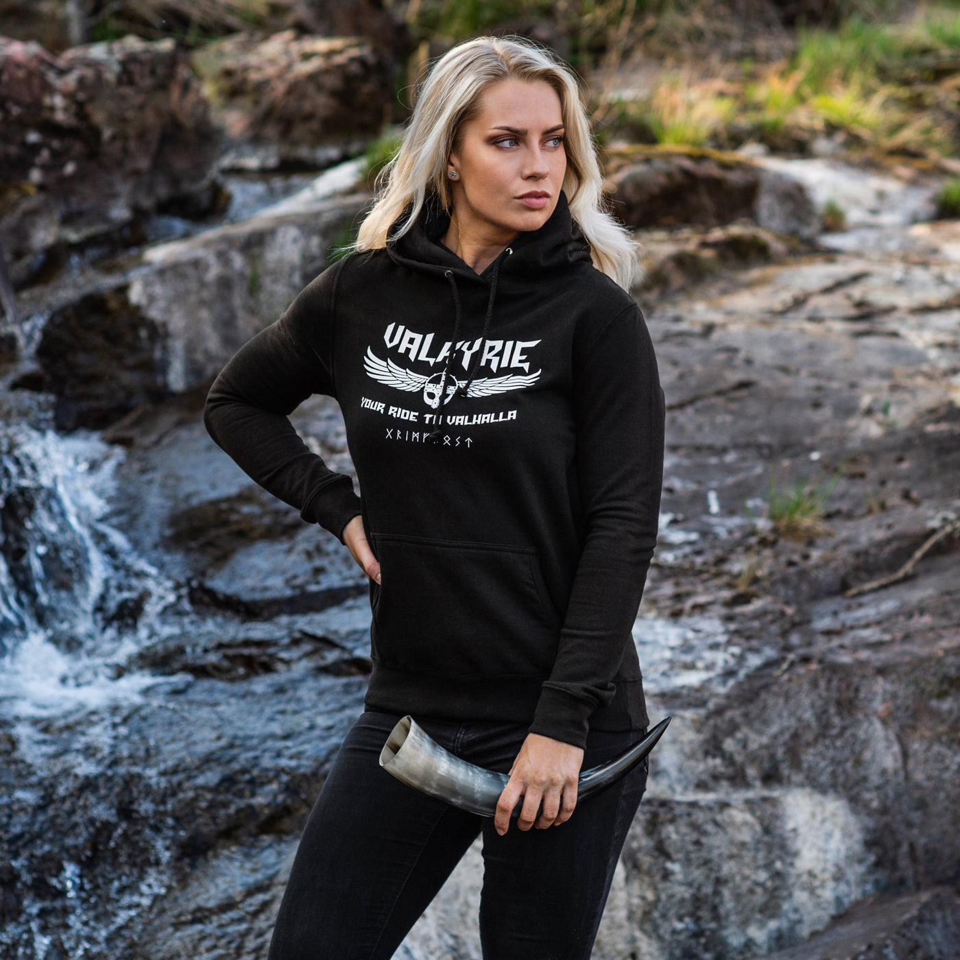 Women's Premium Hoodie, Valkyrie, Black