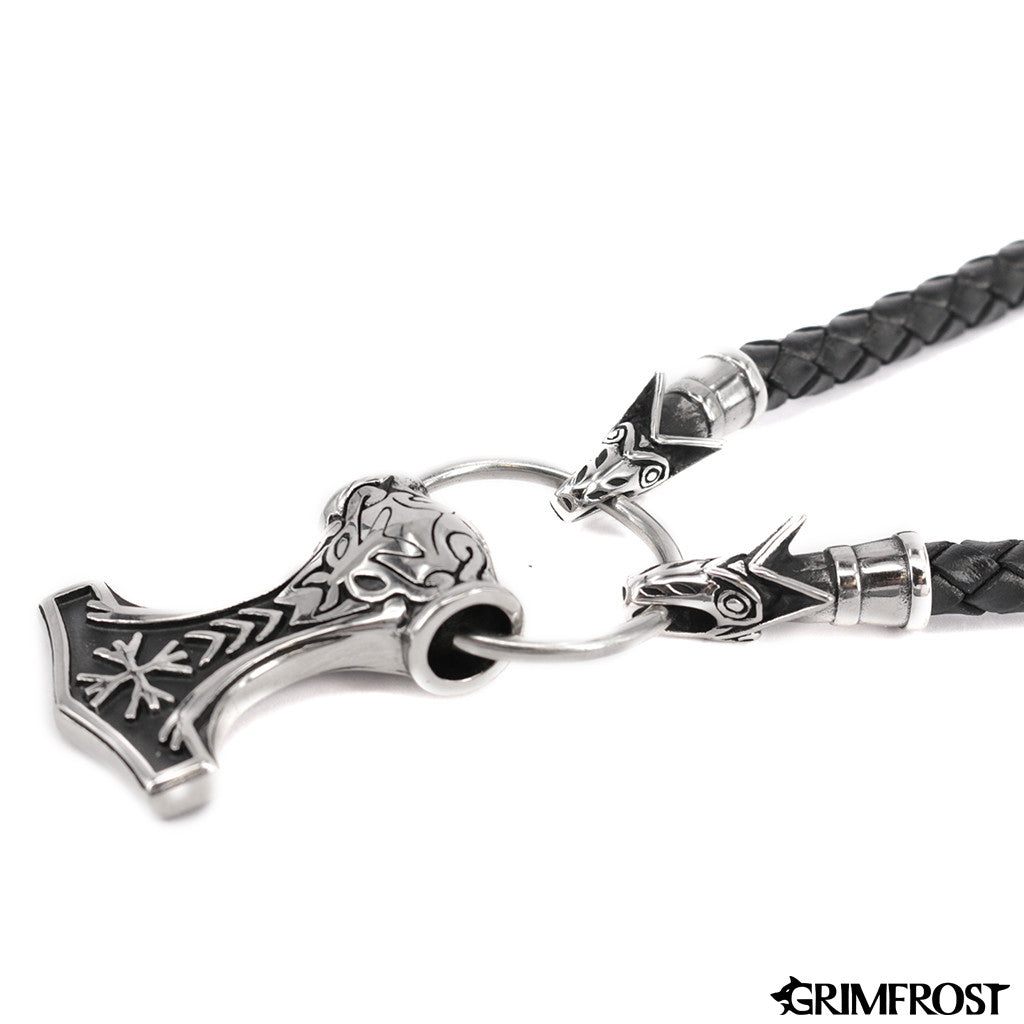 Sets & Bundles - Wolf Head Mjölnir, Black Leather - Grimfrost.com