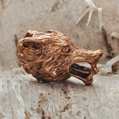 Beard Rings - Beard Bead, Bronze Wolf - Grimfrost.com