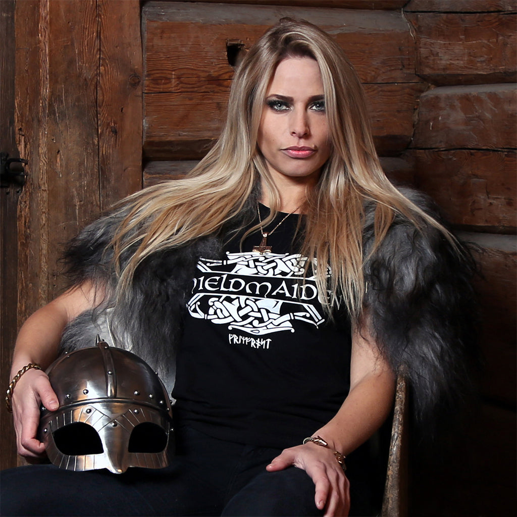 T-shirts - Women's Shirt, Shieldmaiden, Black - Grimfrost.com