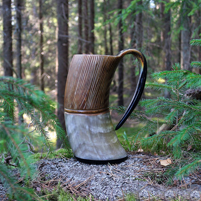 Mugs - Jarl's Horn Mug, Carved - Grimfrost.com