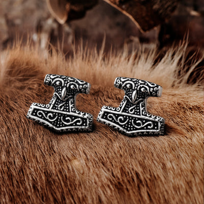 Cufflinks - Mjolnir Cufflinks, Stainless Steel - Grimfrost.com