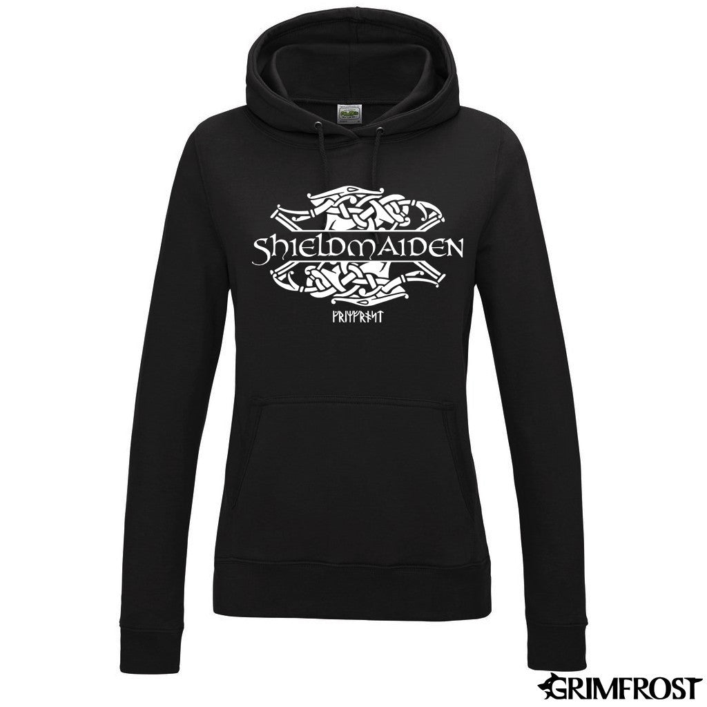 Hoodies - Women's Hoodie, Shieldmaiden, Black - Grimfrost.com