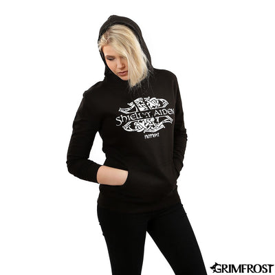 Hoodies - Women's Hoodie, Shieldmaiden, Black - Grimfrost.com