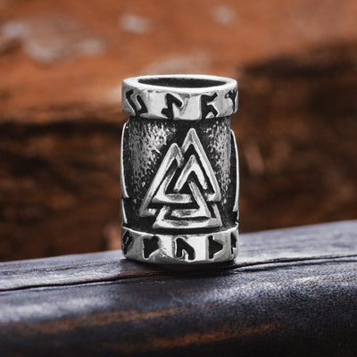 Beard Rings - Valknut Beard Ring, Silver - Grimfrost.com