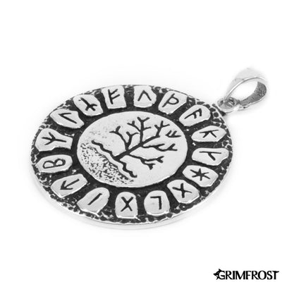 Pendants - Runic Yggdrasil Amulet, Silver - Grimfrost.com