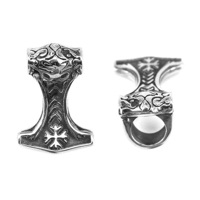 Beard Rings - Hammer of Awe Beard Ring, Stainless Steel - Grimfrost.com