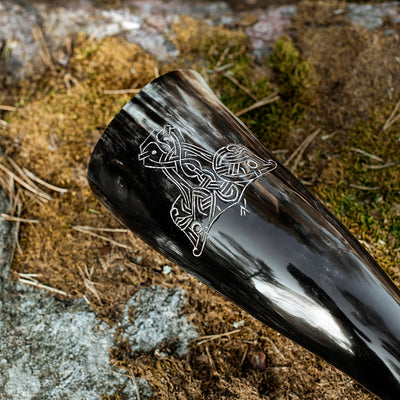 Horns - Thor's Hammer Drinking Horn, Large - Grimfrost.com