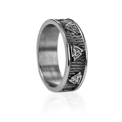 Rings - Valknut Band Ring, Stainless Steel - Grimfrost.com