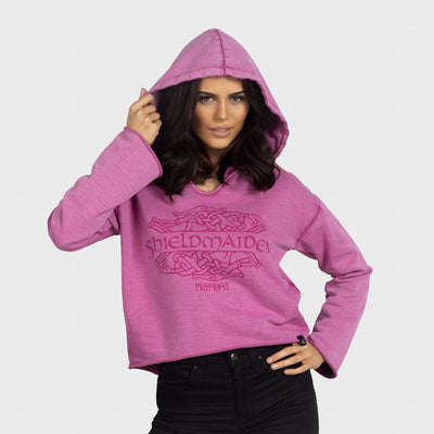 Damen Crop Hoodie, Shieldmaiden, Rosa